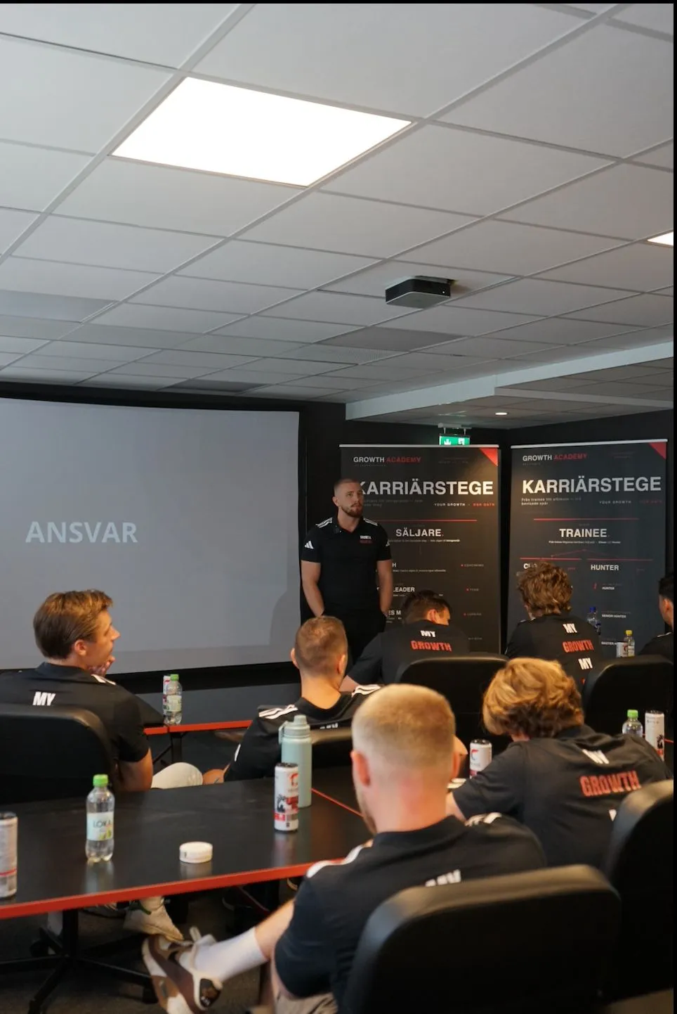 Growth Academy-utbildning med coach och säljare i klassrum
